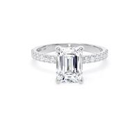 Platinum 2.20cttw Emerald Cut Lab Grown Diamond Set Shoulder Solitaire Engagement Ring - Ring Size O