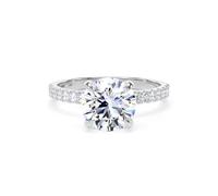 Platinum 2.20cttw Round Lab Grown Diamond Set Shoulder Solitaire Engagement Ring - Ring Size O