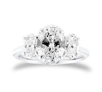 Platinum 3.00cttw Oval Cut Lab Grown Diamond Three Stone Engagement Ring - Ring Size P