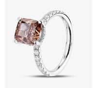 Platinum 3.45ct Certificated Brown Pink Cushion Cut Lab Grown Diamond Ring HLM505-HACC13 M