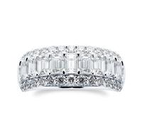 Platinum 3.58cttw Emerald Cut Multi Row Diamond Ring - Ring Size J
