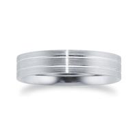 Platinum 5mm Brushed & Double Polished Centre Wedding Ring - Ring Size T