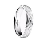 Platinum 5mm Cabala Hammered Wedding Ring