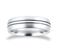 Platinum 6mm Black Ruthenium Wedding Ring - Ring Size S