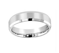 Platinum 6mm Flat Top Matt Double Bevelled Edge Wedding Ring - Ring Size H