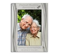 Platinum 70th Wedding Anniversary Photo Frame, Matt and Gloss Silver, Engraved with Sharing a Special Happiness, Life Gives to Very Few.