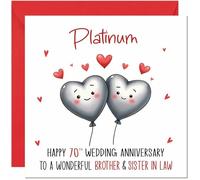Platinum Anniversary Card for Brother & Sister in law - 70th Wedding Anniversary Cards for Sister in law & Brother Cute Anniversaries Greeting Cards