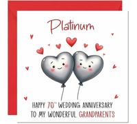 Platinum Anniversary Card for Grandparents - 70th Wedding Anniversary Cards for Granddad Nanny Nan Cute Anniversaries Greeting Cards