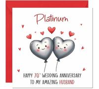 Platinum Anniversary Card for Husband - 70th Wedding Anniversary Cards for Husband from Wife Cute Anniversaries Greeting Cards