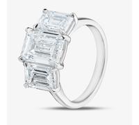 Platinum Certificated 6.03ct Lab Grown Emerald Cut Diamond Three Stone Ring U1842