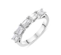 Platinum Diamond Five Stone Emerald Cut Half Eternity Ring FEU-2548