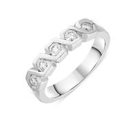 Platinum Diamond Five Stone Hexagonal Patterned Ring D - M 00001738