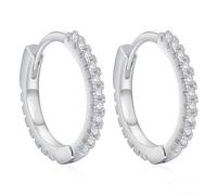 Platinum Earrings For Women, 950 Platinum Hoop Earrings 13.5mm Huggie with Lab Created Diamond