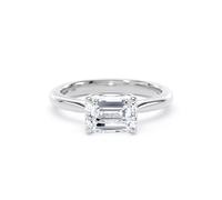 Platinum East-West 1.50cttw Emerald Cut Lab Grown Diamond Solitaire Engagement Ring - Ring Size T