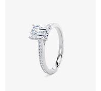 Platinum Emerald Cut 0.40ct Natural Diamond & 0.15ct Diamond Shoulders Ring ESC01-PT-0.40-G-SI1-NA L