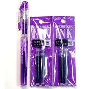 Platinum Fountain Pen, New Preppy, Fine Nib, Violet(PSQ-300#28) + Ink Cartridges SPN-100A#28 (Violet) Set (Japan Import) [Komainu-Dou Original Package]