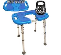 Platinum Health Atlas Deluxe Bariatric Shower/Bath Bench, 600lb. Capacity, Padded with Cutout and Insert. Heavy Duty Shower Chair/Stool with Adjustable Height and XL Seat