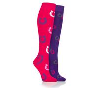 Platinum Junior Lightweight Horseshoe Socks - Epsom - Dark Pink - Size: One Size