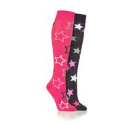Platinum Junior Lightweight Jaquard Star Socks - Ludlow - Pink - Size: One Size