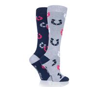 Platinum Junior Mediumweight Horsehoe Socks - Warwick - Navy - Size: One Size