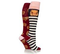 Platinum Junior Wild Feet Knee High Socks - 2 Pack - Navy Stripe - Size: One Size
