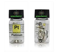 Platinum metal sheet in glass vial with 99.99% pure label, Platinum metallic in vial for elements collection