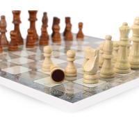 Platinum - Oak Look Chessboard 36.5 cm with Solid Wood Chess Pieces