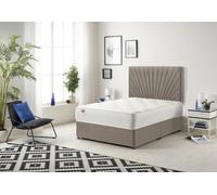 Platinum Ortho Sprung Memory Foam Mattress with Divan Bed with Headboard Tweed Fabric Somnior Brown Small Single