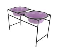 Platinum Pets Modern Double Diner Feeder with Stainless Steel Dog Bowls, Large, Sweet Lilac