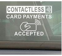 Platinum Place 1 x Contactless Card Payments Accepted Sticker 140mm Sign White on Clear Internal Window Car Taxi Mini Cab Cash Machine Point Bank Shop Stores Notice Notify Notifying