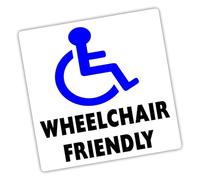 Platinum Place 1 x D96E Wheelchair Friendly Sticker Disability Disabled Mobility Car Van Taxi Mini Cab Coach Self Adhesive Sign Blue on White 100mm