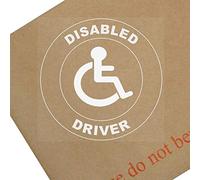 Platinum Place 1 x Disabled Driver-CIRCLE-White onto Clear-Van,Truck,Bus Window Sticker-Disability Sign,Car,Badge,Blue,Holder,Warning,Notice