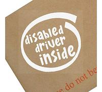 Platinum Place 1 x Disabled Driver Inside-White onto Clear-87x87mm-Window,Car,Van,Sticker,Sign,Vehicle,Adhesive,Notice,Hoist,Scooter,Visible,Door,Boot