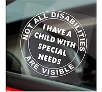 Platinum Place 1 x DR7 Sticker Child With Special Needs Sign Not All Disabilities Are Visible Round Decal Disabled ASD Window Car Badge Holder Notice Label 100mm White on Clear
