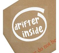 Platinum Place 1 x Drifter Inside-White onto Clear-87x87mm-Window,Car,Van,Sticker,Sign,Vehicle,Adhesive,Rear,Wheel,Drive,Sport,Rally,Track,Apex,G-Force,Formula,Single,Seater