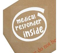 Platinum Place 1 x Medical Responder Inside-White onto Clear-87x87mm-Window,Car,Van,Sticker,Sign,Vehicle,Adhesive,Aid,First,Service,Ambulance,Nurse,Doctor,Brave,Calm,Life,Saver,Assistance,Medic