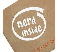 Platinum Place 1 x Nerd Inside-White onto Clear-87x87mm-Window,Car,Van,Sticker,Sign,Vehicle,Adhesive,Glasses,Games,Smart,Intelligent,Rich,Education,Money,Book,Worm