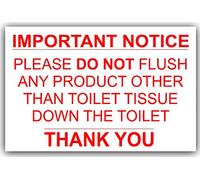 Platinum Place 1 x Please Do Not Flush Any Product Other Than Toilet Tissue-Red onto White-Bathroom,Notice,Warning, Sticker,Sign,Home,Business,Customer