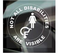 Platinum Place 1 x Sticker FEMALE Not All Disabilities Are Visible Sign Disabled Window Car Badge Awareness Notice Driver Disability Wheelchair White Clear ROUND 100mm