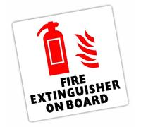 Platinum Place 1 x VH4E Fire Extinguisher On Board Sticker Vehicle Health and Safety Sign Car Bus Taxi Minicab Minibus Warning Notice Label Self Adhesive Vinyl External 100mm