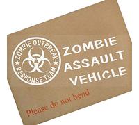 Platinum Place 1 X Zombie Outbreak Assault Vehicle-200mm Internal Window Sticker-WHITE on CLEAR-Response Team-Car,Van,Truck,Self Adhesive Vinyl Sign