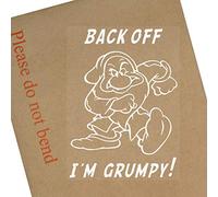 Platinum Place 1x Back Off I'm Grumpy-White onto Clear-Car Window Sticker-Dwarfs Warning Keep Your Distance Safety Sign