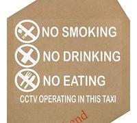 Platinum Place 2 x TAXI No Smoking,Eating,Drinking,CCTV In Operation-INTERNAL-Car,Van,Lorry,Truck,Coach Warning Sign,Window,Sticker
