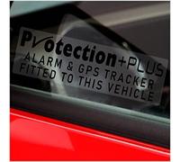 Platinum Place 5 x Stickers PROTECTION PLUS Alarm and GPS Tracking Device Fitted Signs Security Window Car Van Warning Tracker Notice Warning Taxi Secure Protect Viper Deterrent Labels 75x25mm BLACK