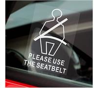 Platinum Place 6 x T49 Please Use The Seatbelt Logo with Text Safety Window Stickers with wording Wear Your Seat Belt Warning Car Van Truck Coach Lorry Taxi Hackney Mini Cab Sign