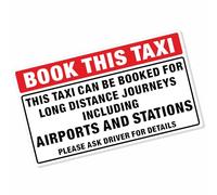 Platinum Place Book This Taxi-Red on White-Taxi,Minicab,Minibus Sticker-Airport,Station Bookings taken Information Vinyl Sign T8