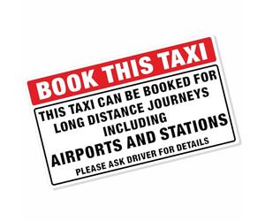 Platinum Place Book This Taxi-Red on White-Taxi,Minicab,Minibus Sticker-Airport,Station Bookings taken Information Vinyl Sign T8
