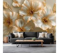 Platinum Print Mural Wallpaper - Elegant 3D Floral Hand-Painted Non-Woven Photo Wallpaper, Premium Art Wall Mural Decor for Living Room Kids' Bedroom & Home Interiors, W 300 x H 210 cm