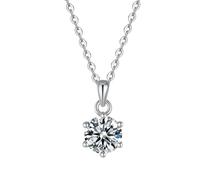 Platinum PT950 Necklace 6-Prong 2 ct Moissanite Pendant for Women, 45cm