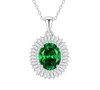 Platinum PT950 Necklace for Women 3 ct Lab-Grown Emerald Pendant, 45cm